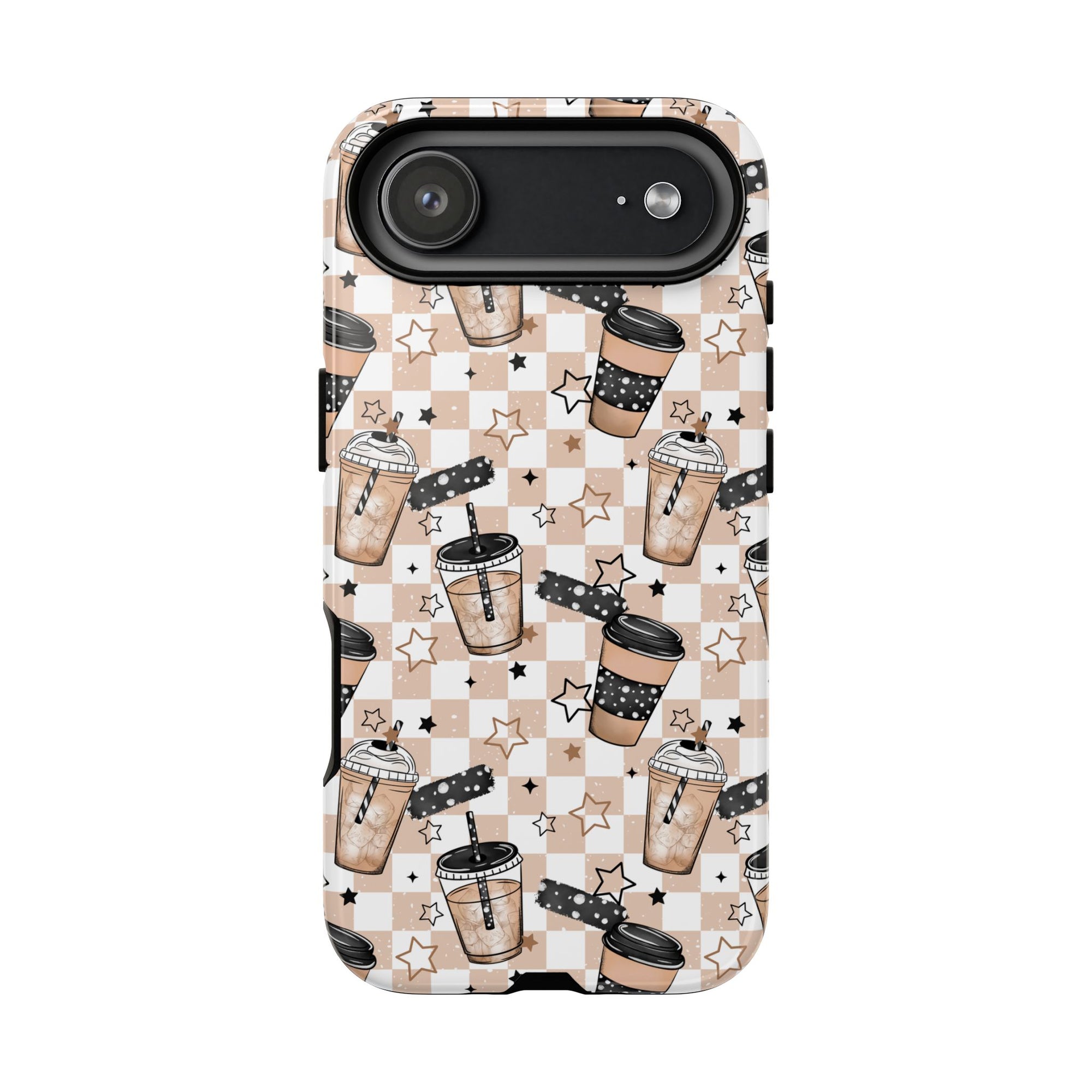Iced Coffee Phone Case, Checkered tough case Case, Cute coffee Phone Cover