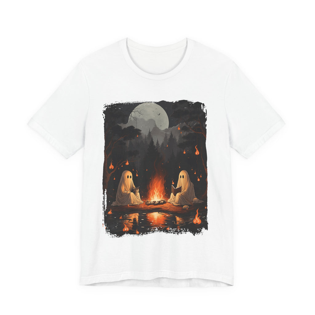 Ghost Reading  While Camping Womens T-Shirt