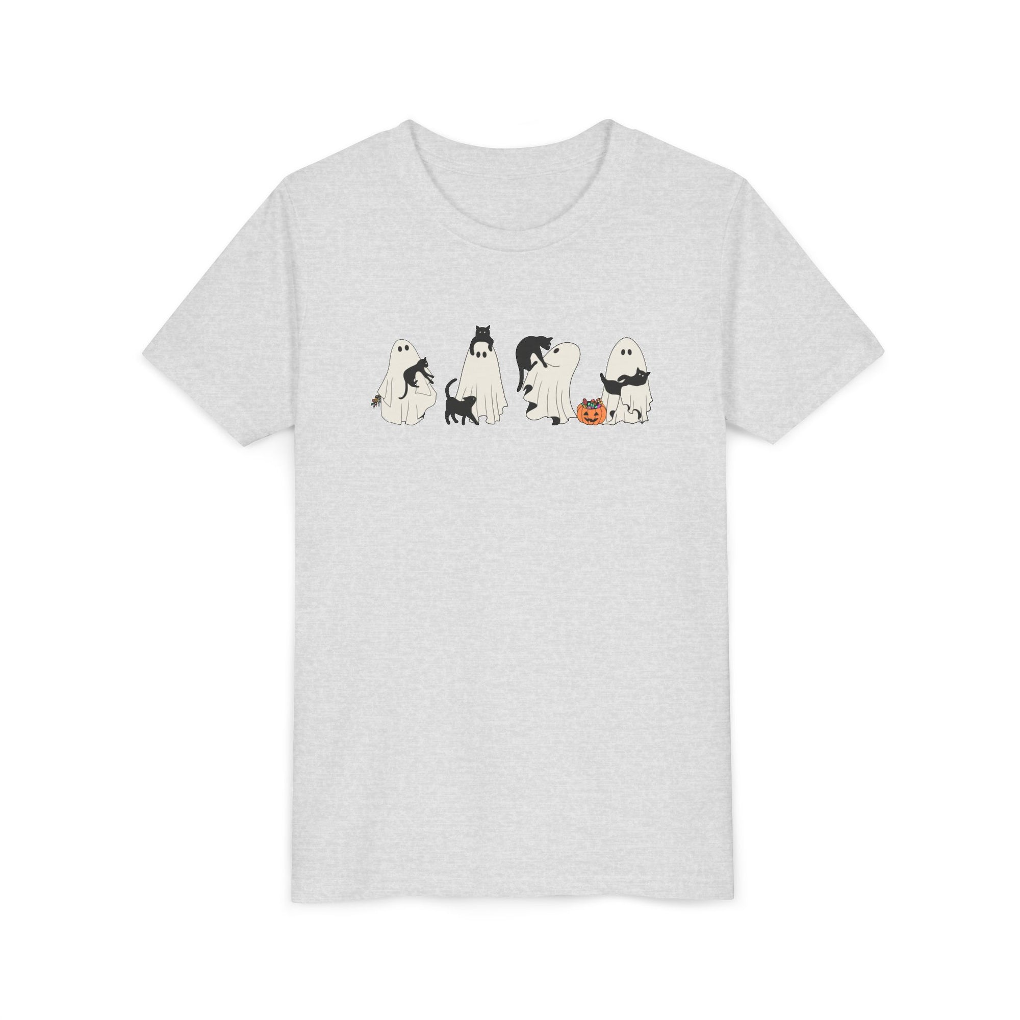 Cat Ghost Halloween Youth Short Sleeve Tee