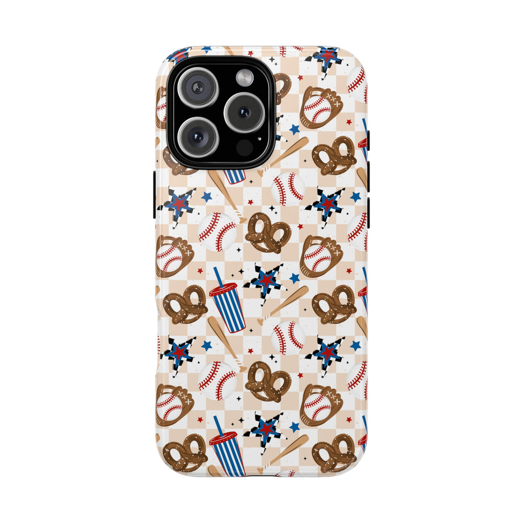 Baseball Star Themed Phone Case, Stars checkered tough case Case, Cute Baseball Phone Cover