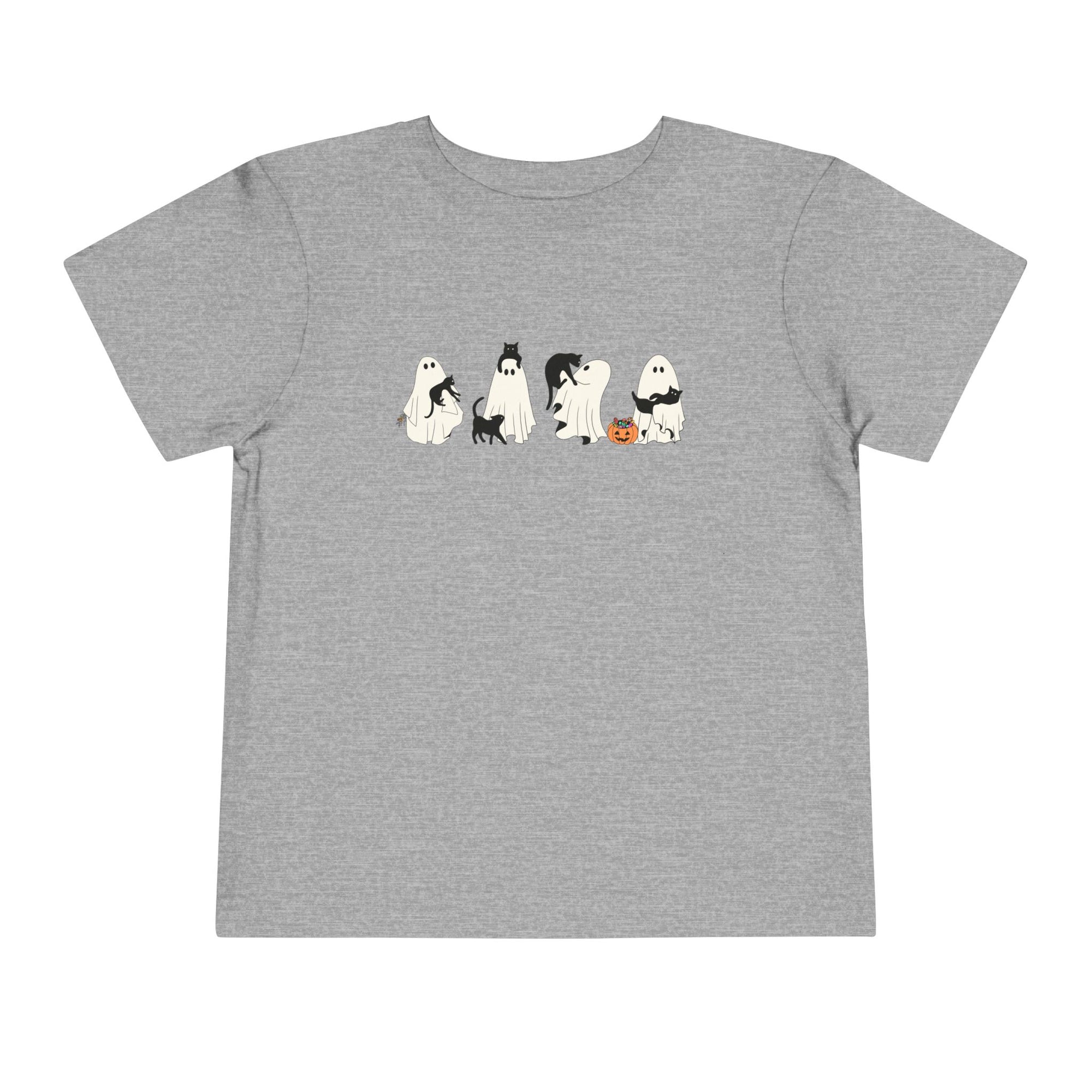 Cat Ghost Halloween Toddler Short Sleeve Tee