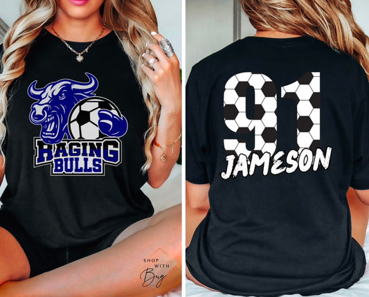 Custom Soccer Raging Bulls White Wording