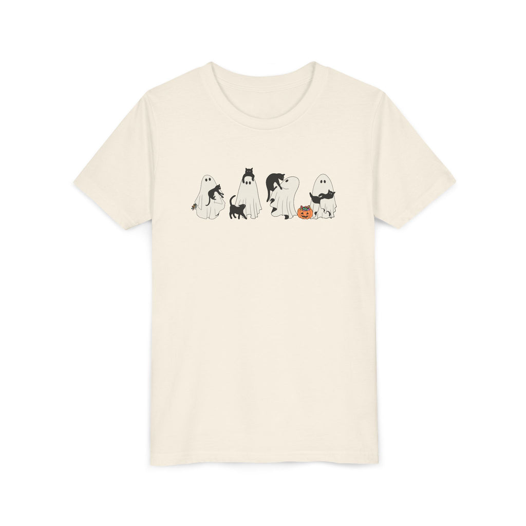 Cat Ghost Halloween Youth Short Sleeve Tee