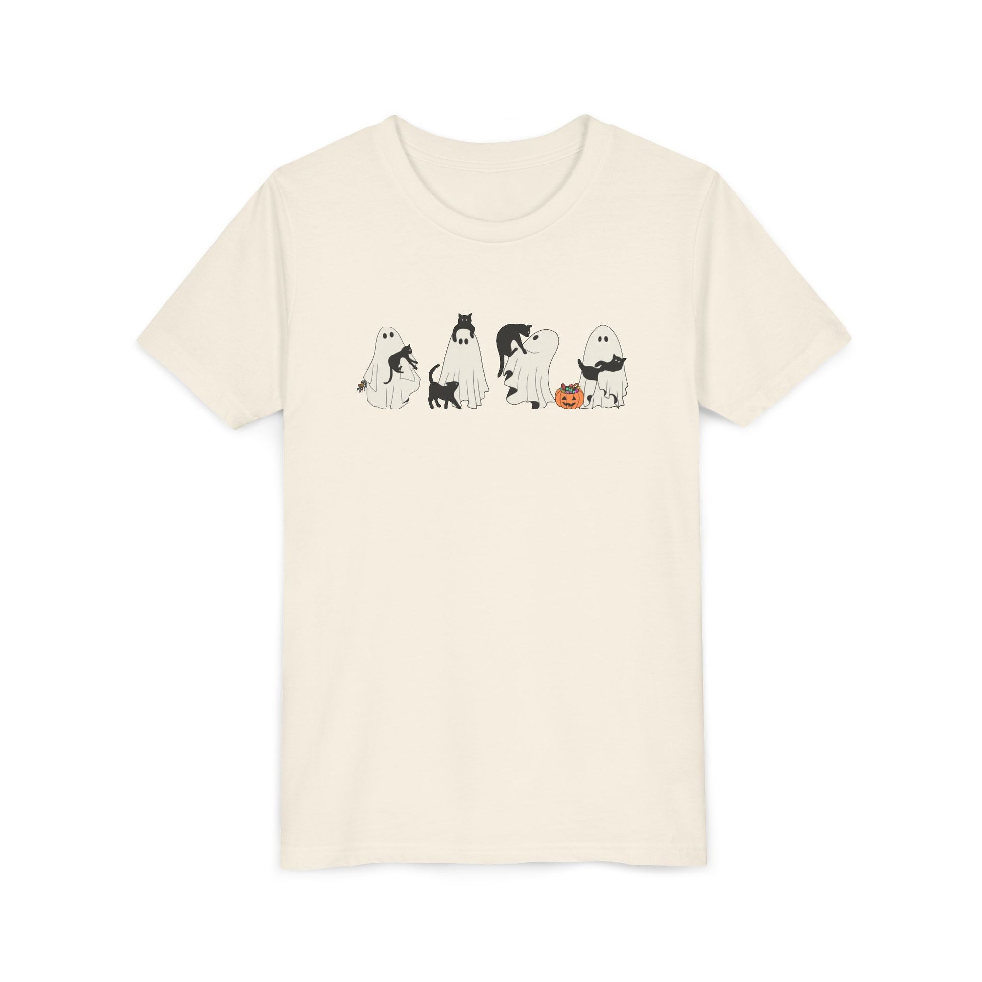 Cat Ghost Halloween Youth Short Sleeve Tee