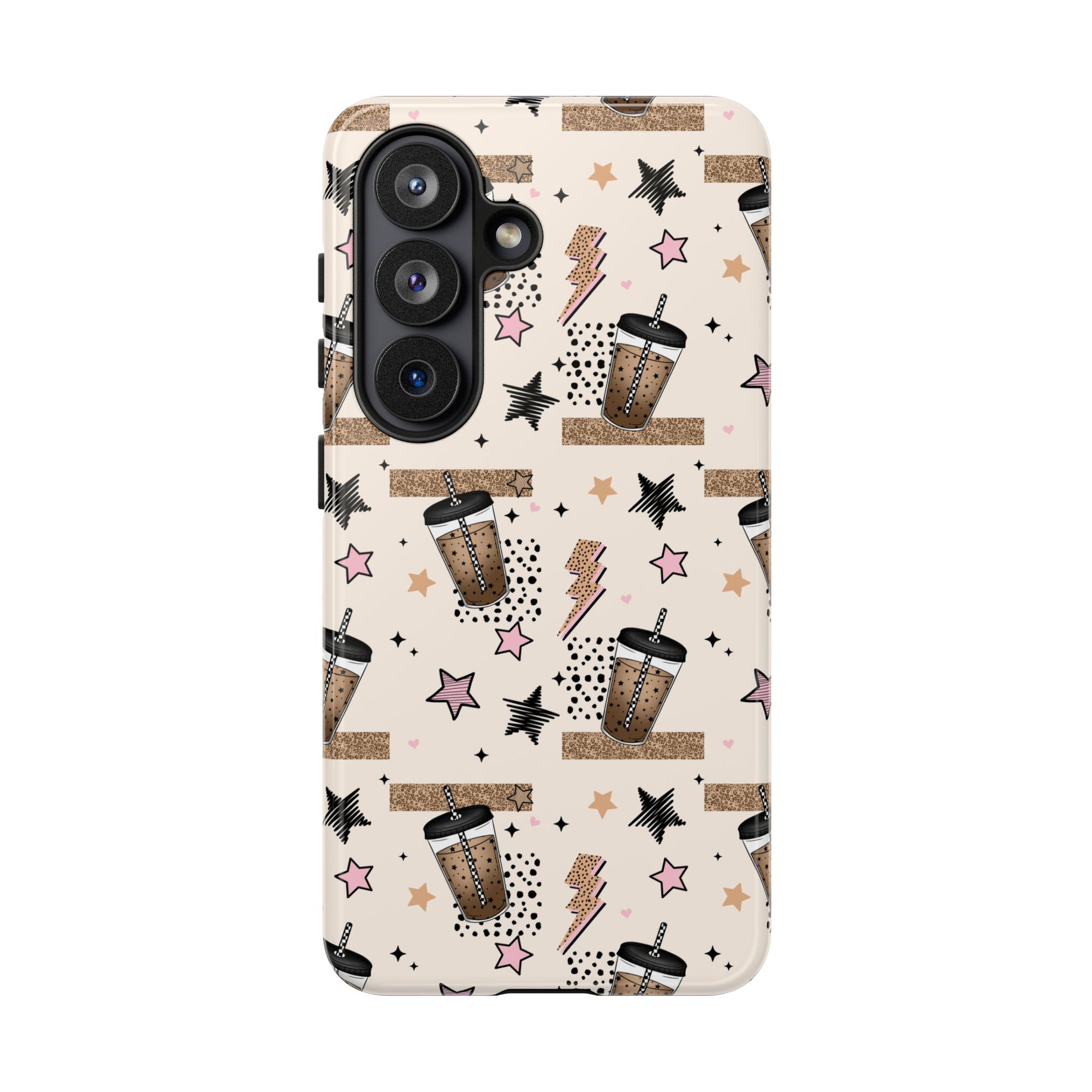 Iced Coffee Phone Case, Stars tough case Case, Cute coffee Bow Phone Cover