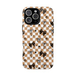 Checkered Tan Bow Star Themed Phone Case, Stars checkered tough case Case, Cute Phone Cover