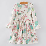 Christmas Cartoon Characters Print Girls Dress