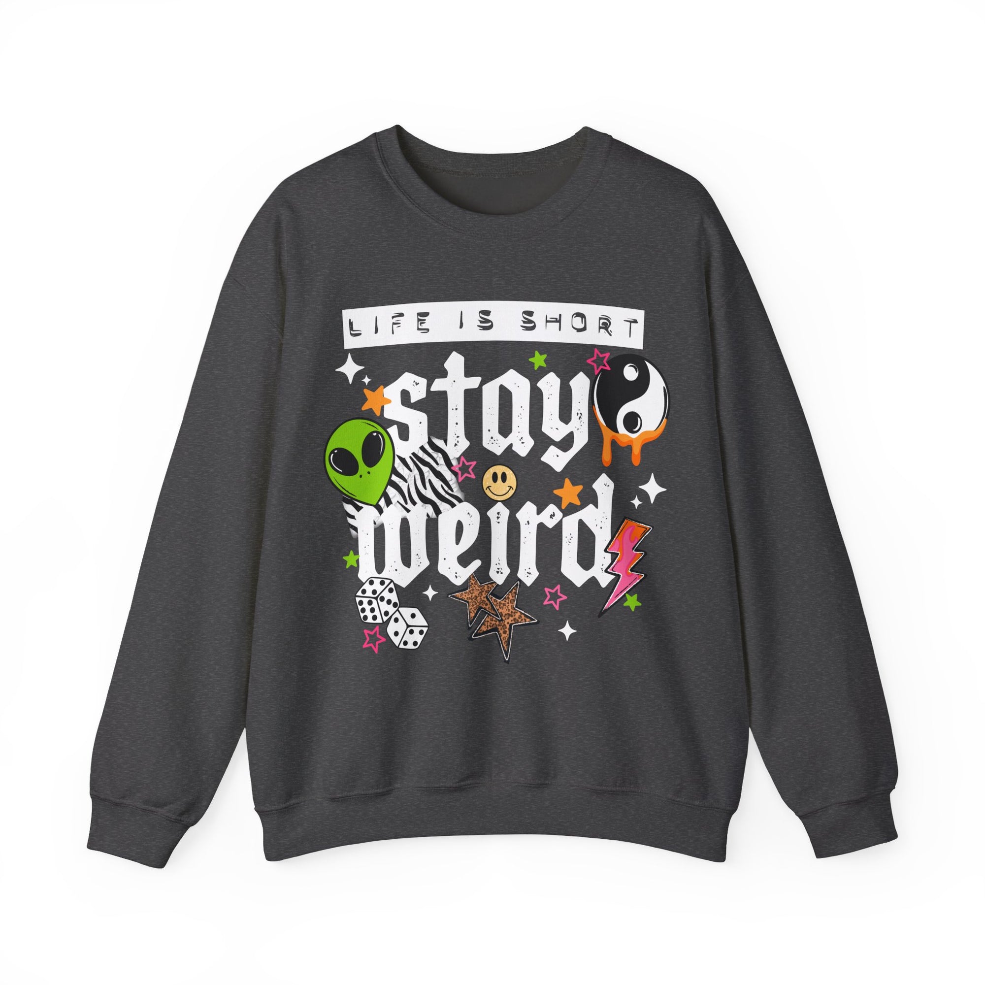 Stay Weird Sweatshirt, Trendy ADHD Sweater, Retro  Sweater, YingYang Vibes, Cute Weird Sweatshirt, Stars