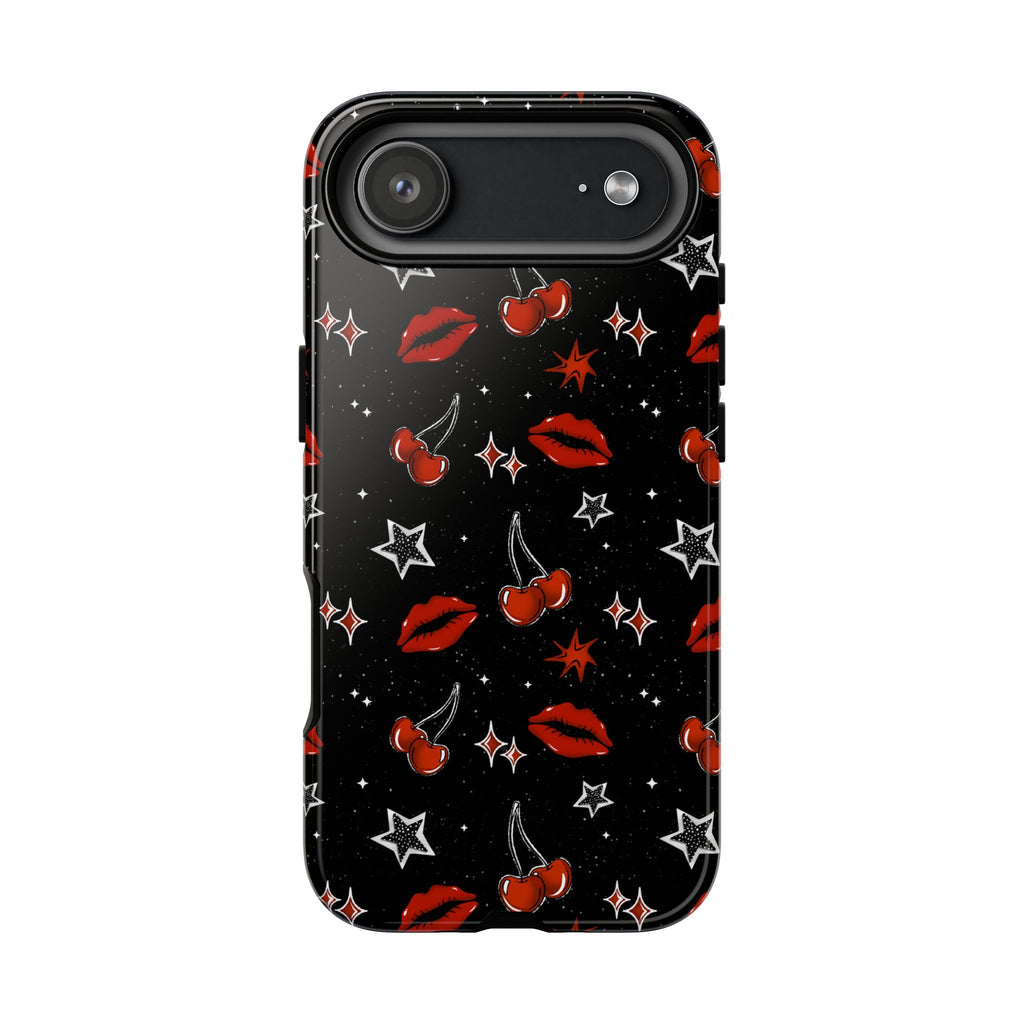 Cherry Lips Stars Phone Case, Cherry tough case Case, Cute Punk Phone Cover