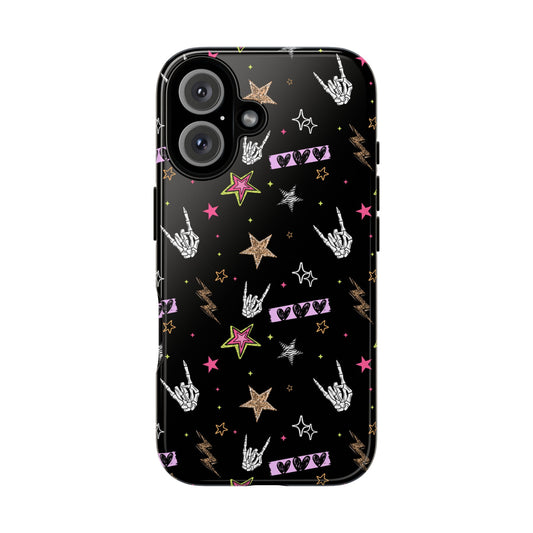 Skull Stars Dark Phone Case, Checkered Retro tough case Case, Punk Phone Cover