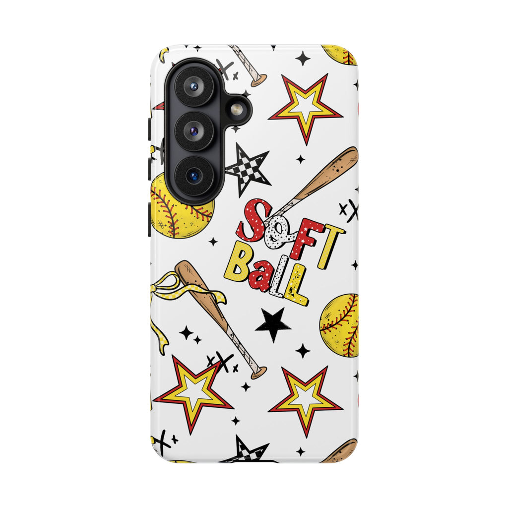 Softball Star Themed Phone Case, Stars checkered tough case Case, Cute Bow Phone Cover