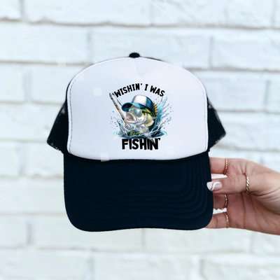 Wishin I was Fishin Foam Trucker Hat