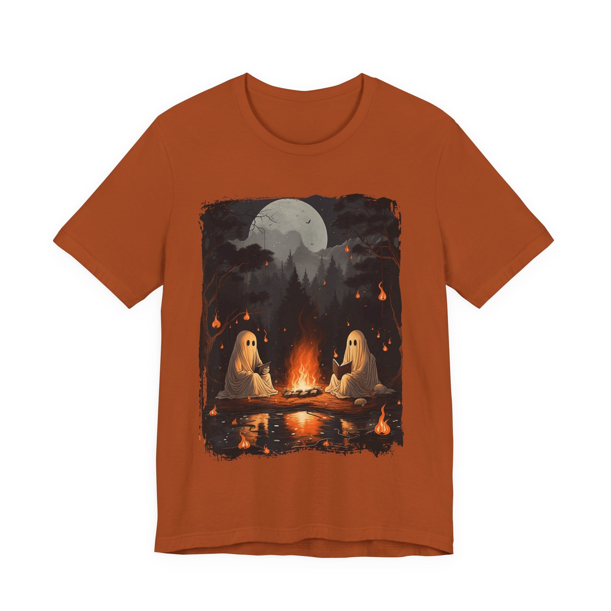 Ghost Reading  While Camping Womens T-Shirt