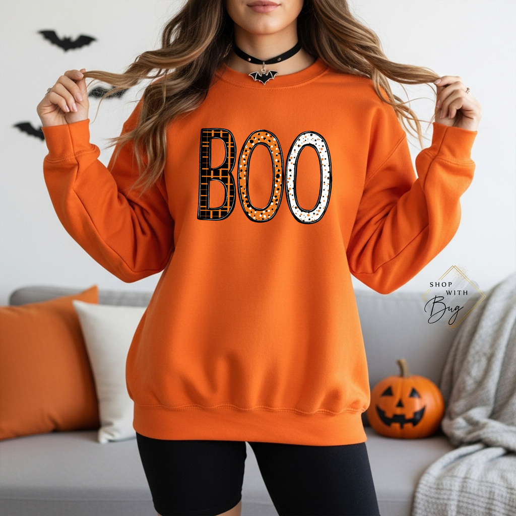 Boo Sweatshirt, Trendy Halloween Sweater, Spooky Season Sweater, Fall Vibes, Cute Ghost Sweatshirt, Stars Ghost