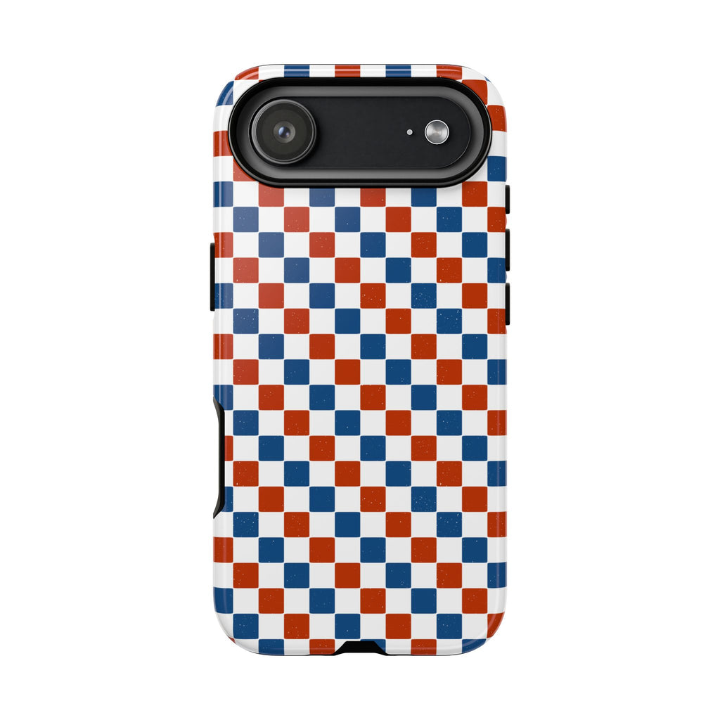 Red White and Blue Themed Phone Case, Checkered tough case Case, Cute usa Phone Cover