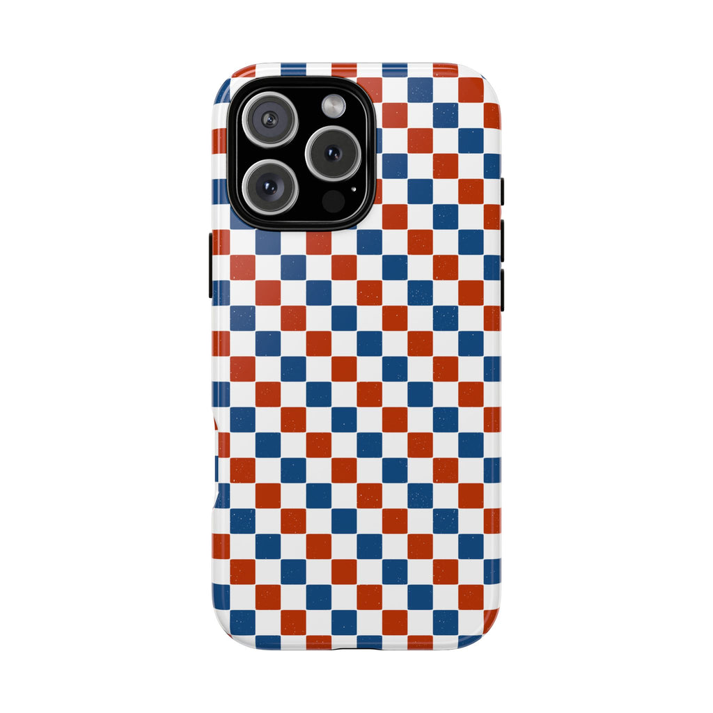 Red White and Blue Themed Phone Case, Checkered tough case Case, Cute usa Phone Cover