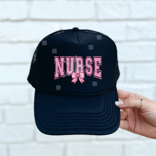 Nurse Pink Bow Foam Trucker Hat