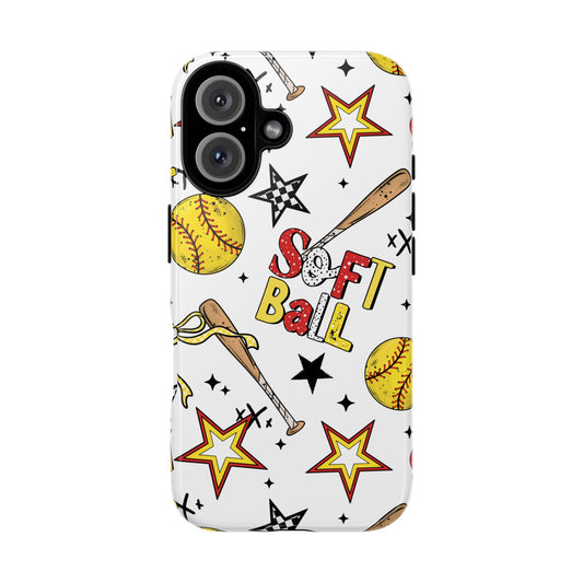 Softball Star Themed Phone Case, Stars checkered tough case Case, Cute Bow Phone Cover