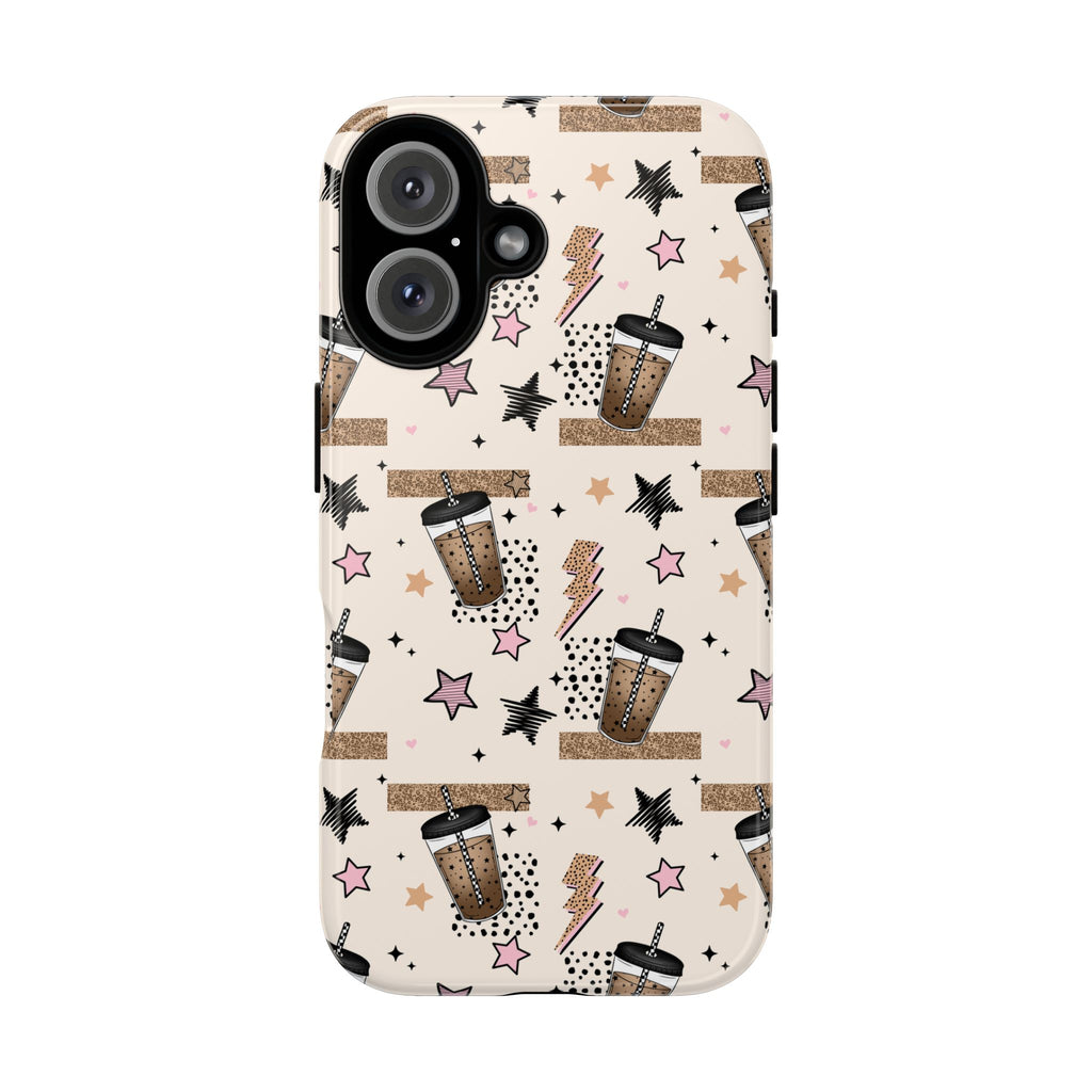 Iced Coffee Phone Case, Stars tough case Case, Cute coffee Bow Phone Cover
