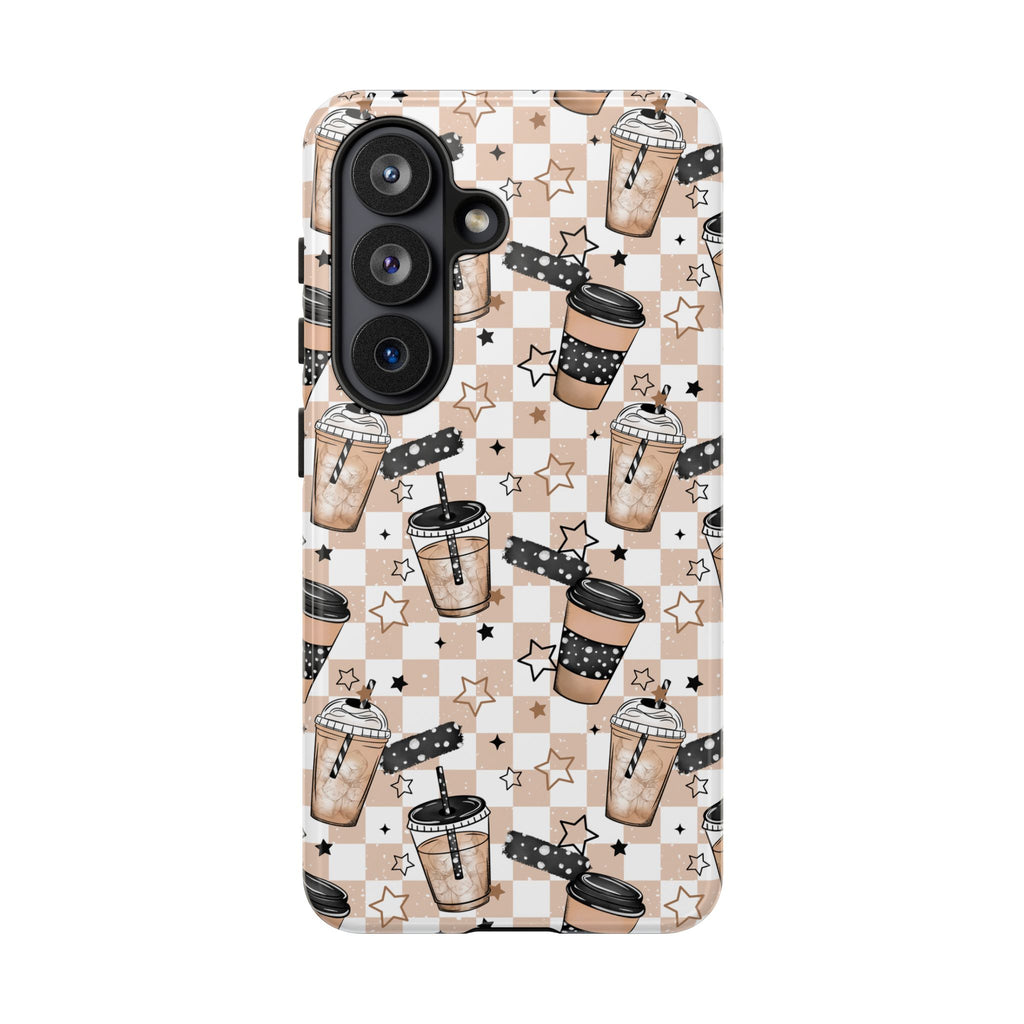 Iced Coffee Phone Case, Checkered tough case Case, Cute coffee Phone Cover