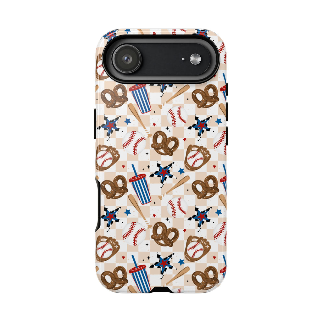 Baseball Star Themed Phone Case, Stars checkered tough case Case, Cute Baseball Phone Cover