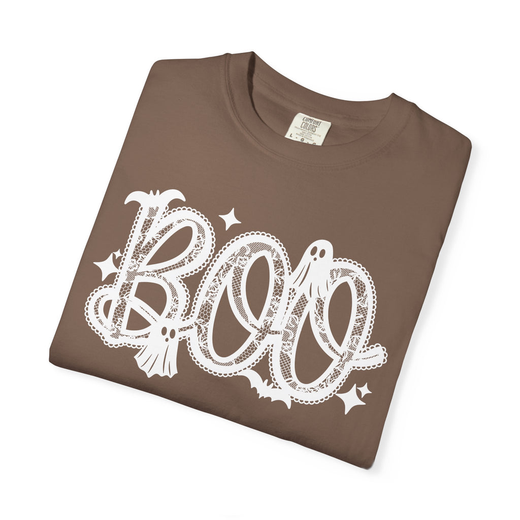 BOO Lace Halloween T-Shirt Comfort Color For Women