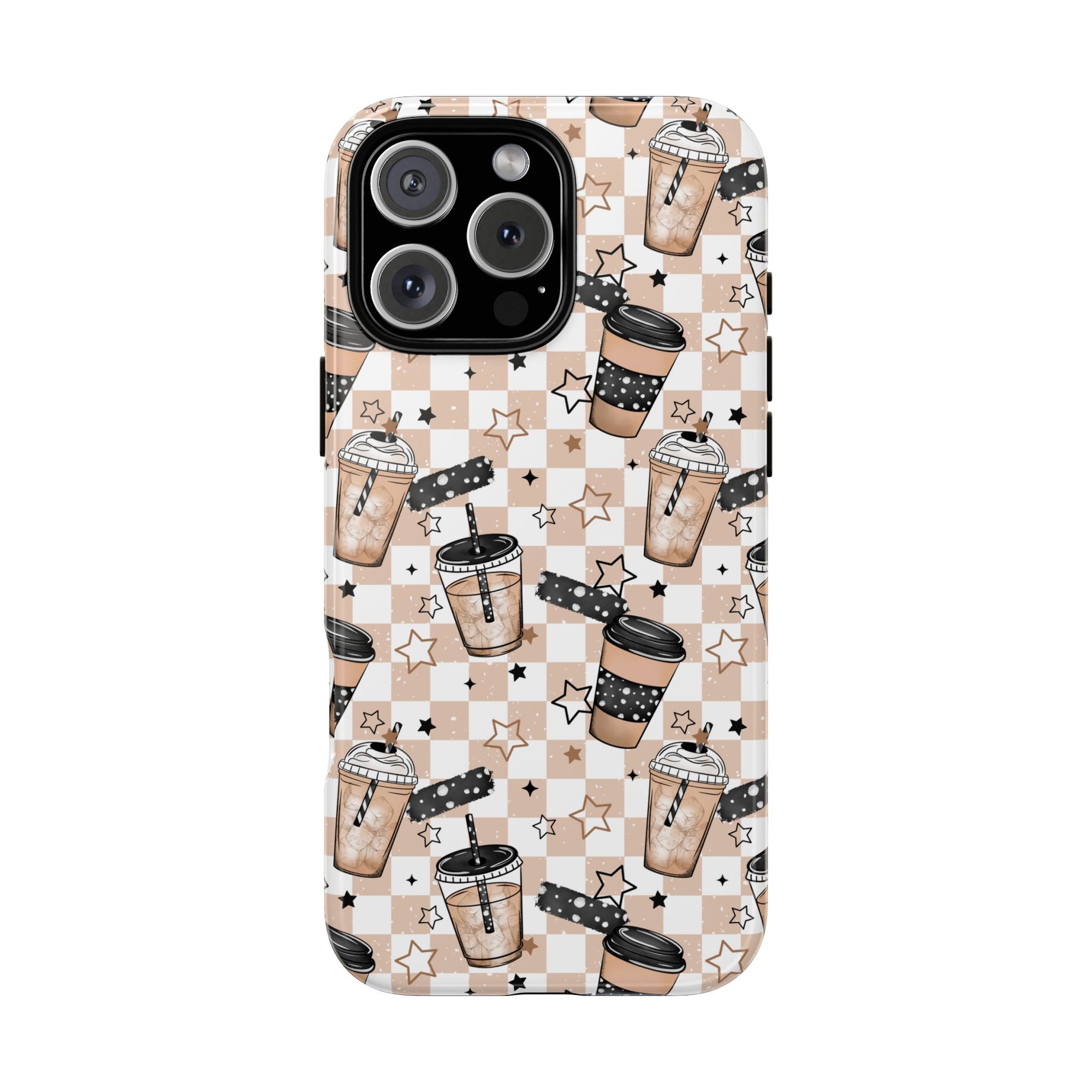 Iced Coffee Phone Case, Checkered tough case Case, Cute coffee Phone Cover