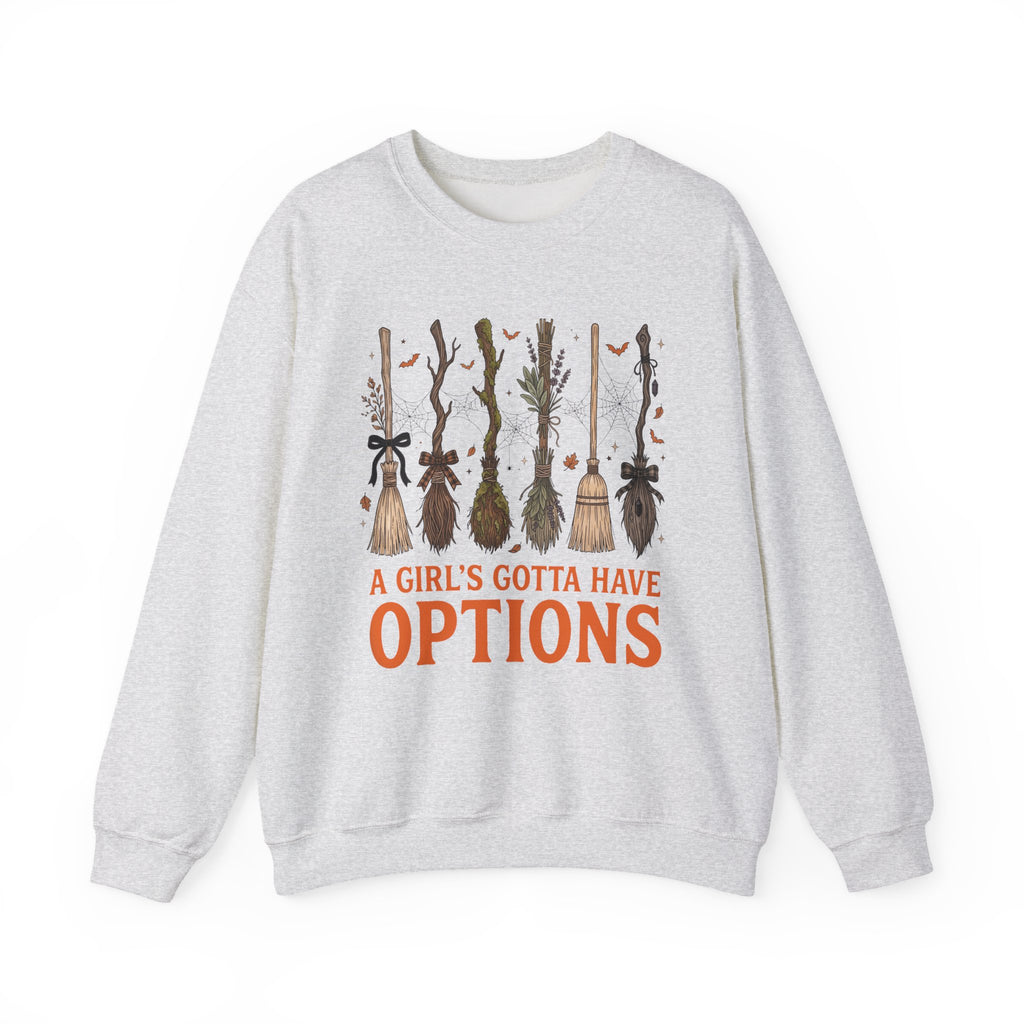 Retro A Girls Gotta Have Options Shirt, Halloween Witch Shirt, Spooky Season Pullover, Feeling Witchy Tee, Fall Gift for Women
