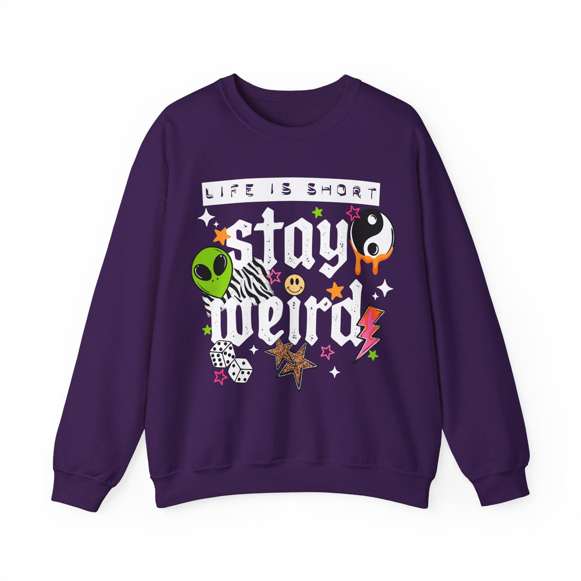 Stay Weird Sweatshirt, Trendy ADHD Sweater, Retro  Sweater, YingYang Vibes, Cute Weird Sweatshirt, Stars