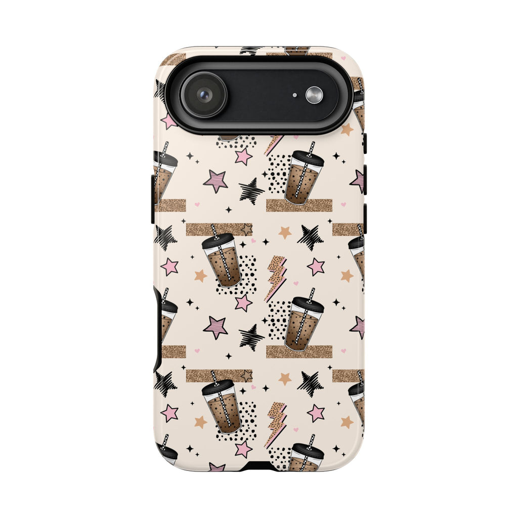 Iced Coffee Phone Case, Stars tough case Case, Cute coffee Bow Phone Cover
