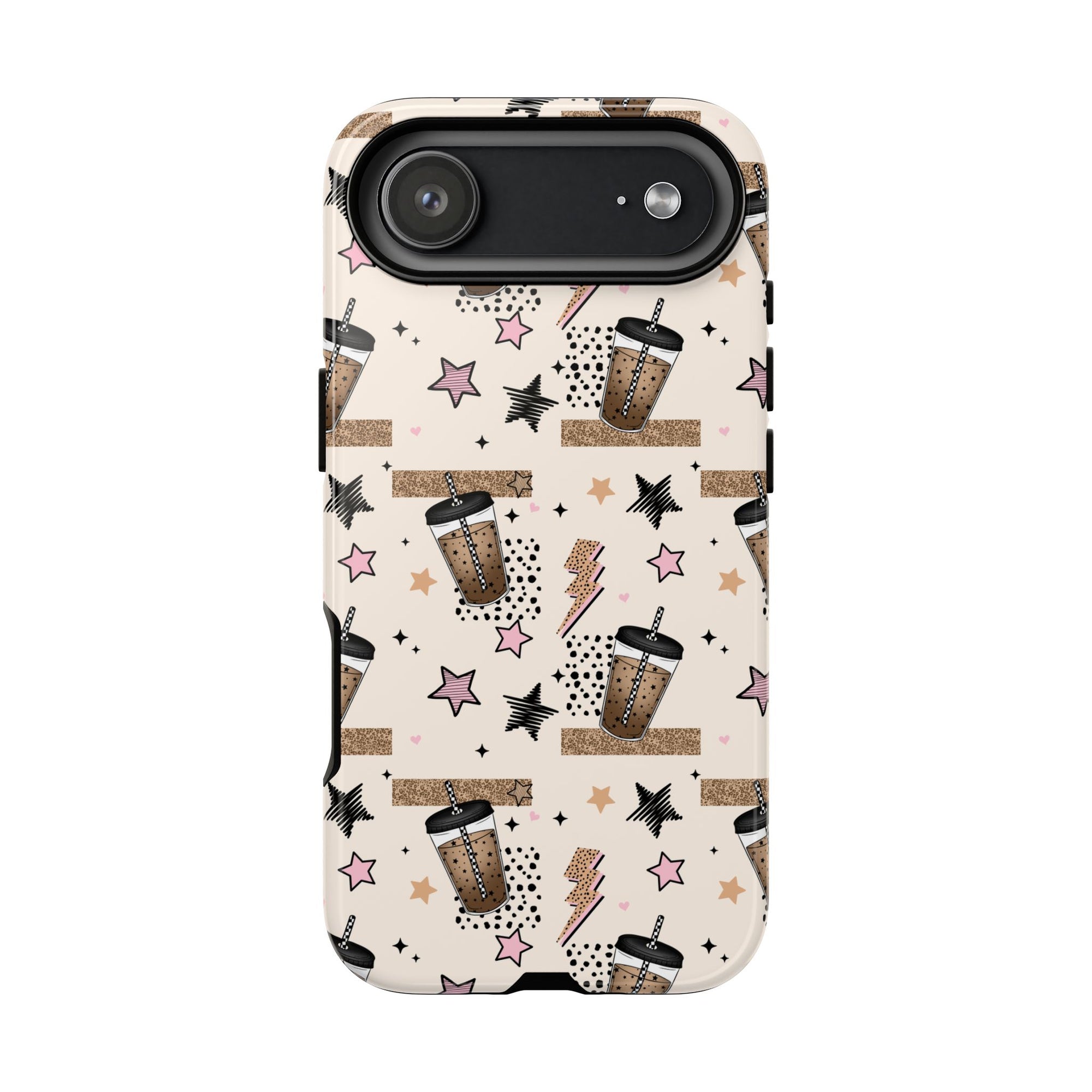 Iced Coffee Phone Case, Stars tough case Case, Cute coffee Bow Phone Cover