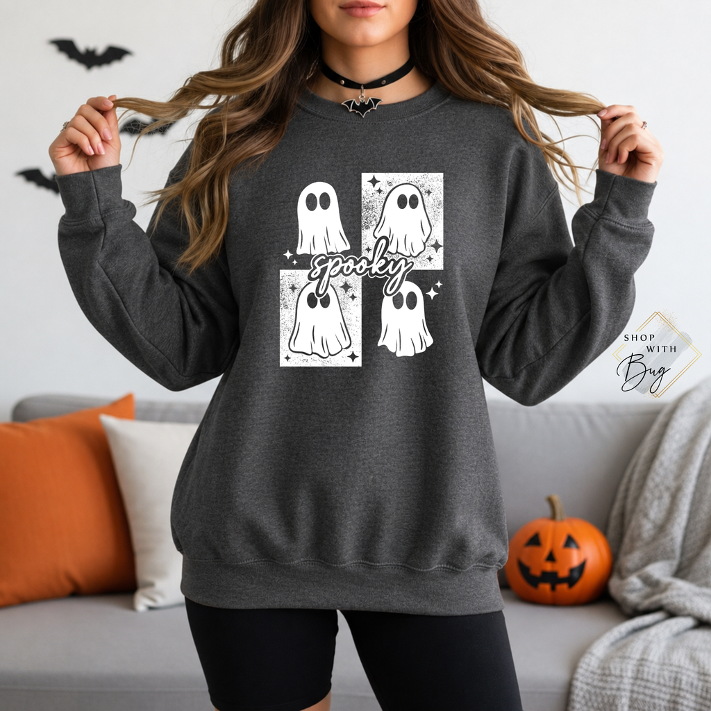 Spooky Sweatshirt, Trendy Halloween Sweater, Spooky Season Sweater, Fall Vibes, Cute Ghost Sweatshirt, Stars Ghost
