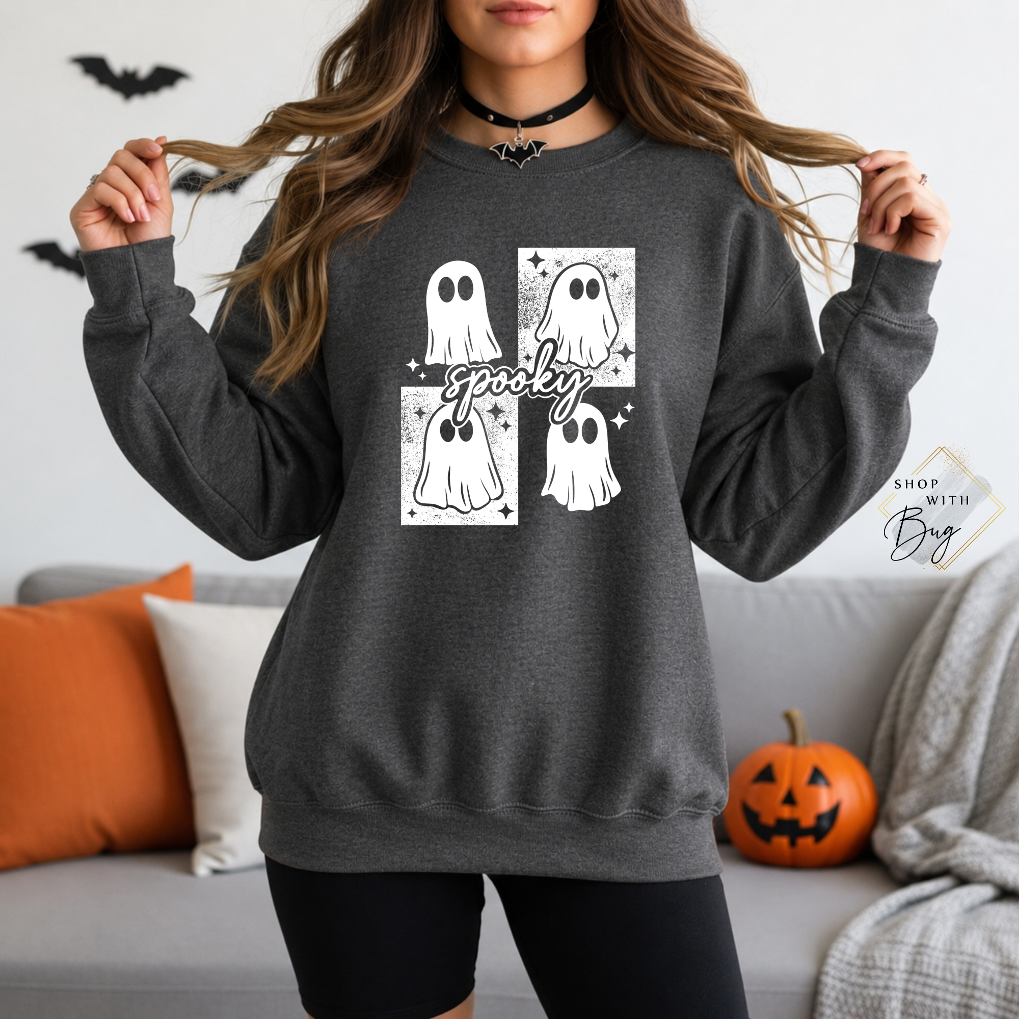 Spooky Sweatshirt, Trendy Halloween Sweater, Spooky Season Sweater, Fall Vibes, Cute Ghost Sweatshirt, Stars Ghost