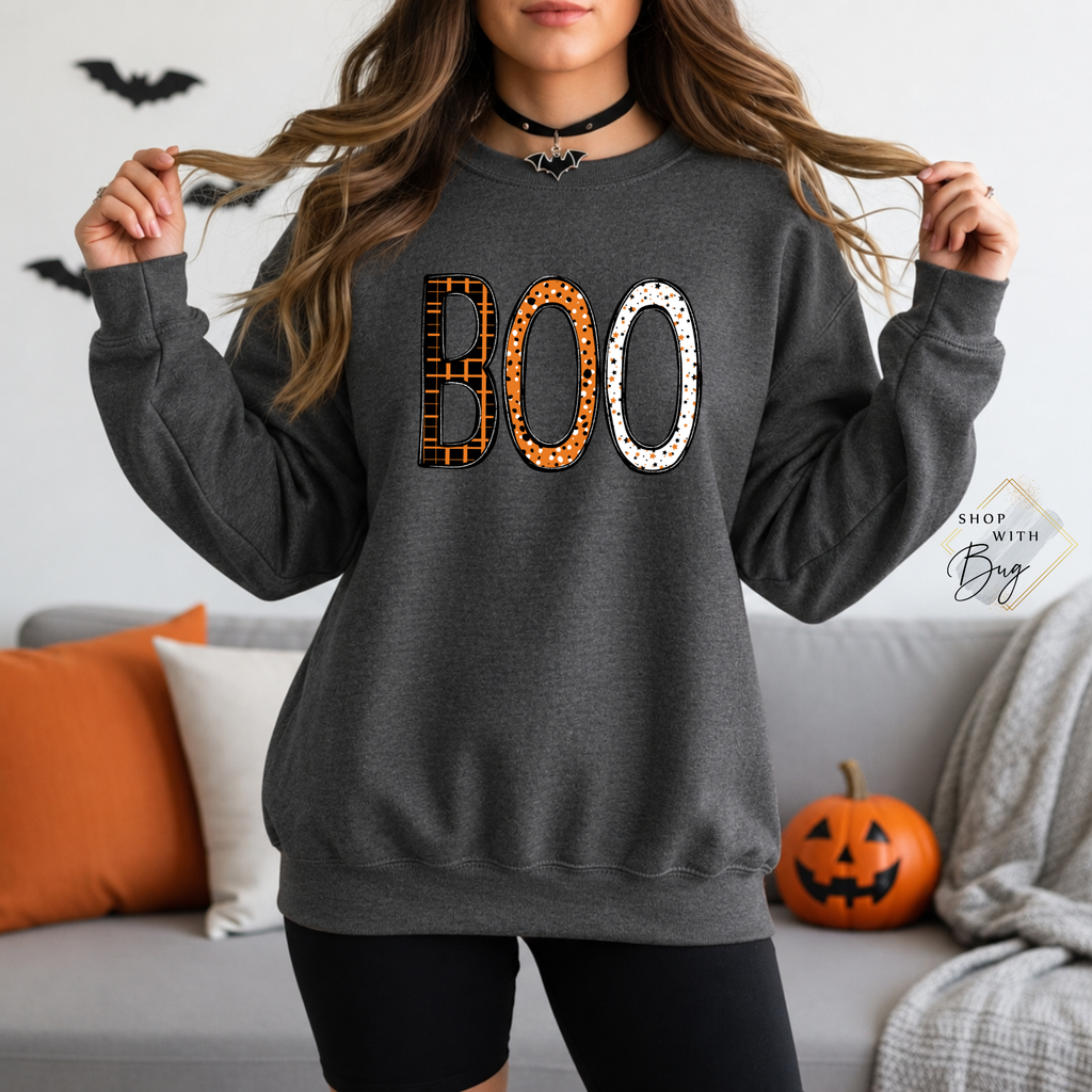 Boo Sweatshirt, Trendy Halloween Sweater, Spooky Season Sweater, Fall Vibes, Cute Ghost Sweatshirt, Stars Ghost