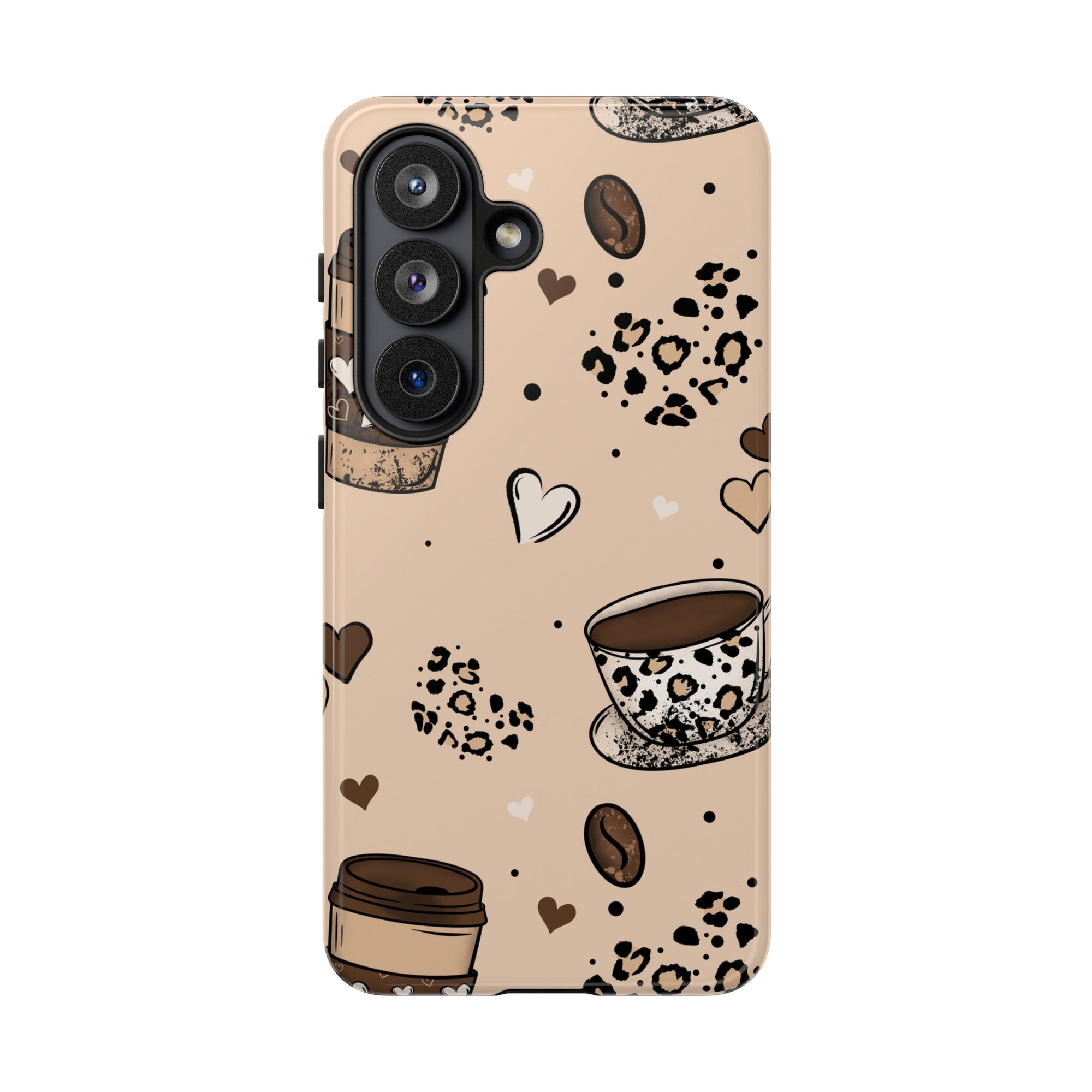 Leopard Heart Coffee Phone Case, Leopard tough case Case, Cute coffee Phone Cover