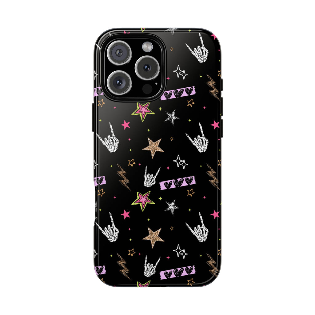 Skull Stars Dark Phone Case, Checkered Retro tough case Case, Punk Phone Cover