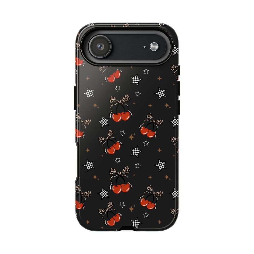 Cherry Star Checkered Phone Case, Floral Cherrycore tough case Case, CuteCherries Phone Cover