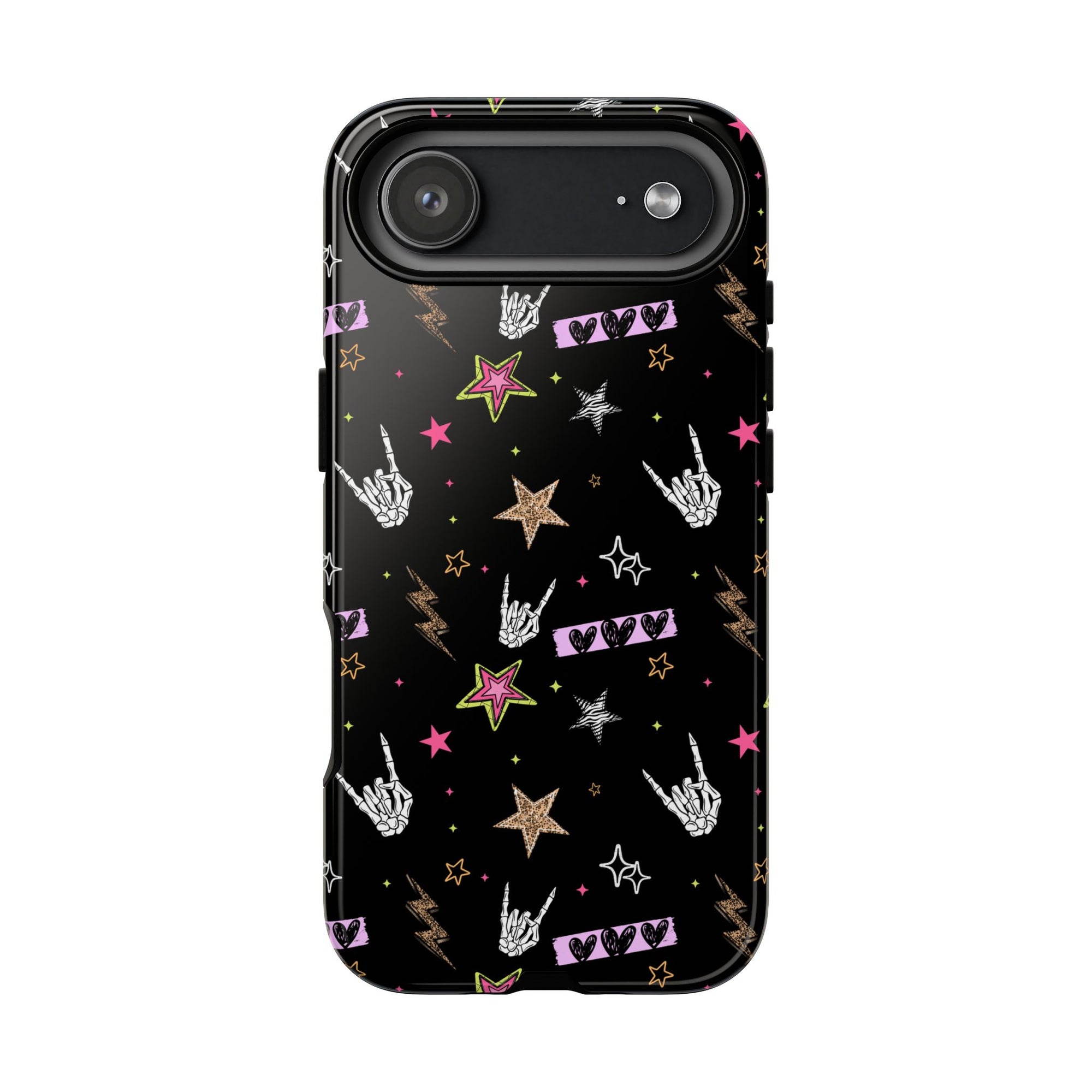 Skull Stars Dark Phone Case, Checkered Retro tough case Case, Punk Phone Cover