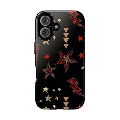 Retro Checkered Stars Phone Case, Punk tough case Case, Cute stars Phone Cover