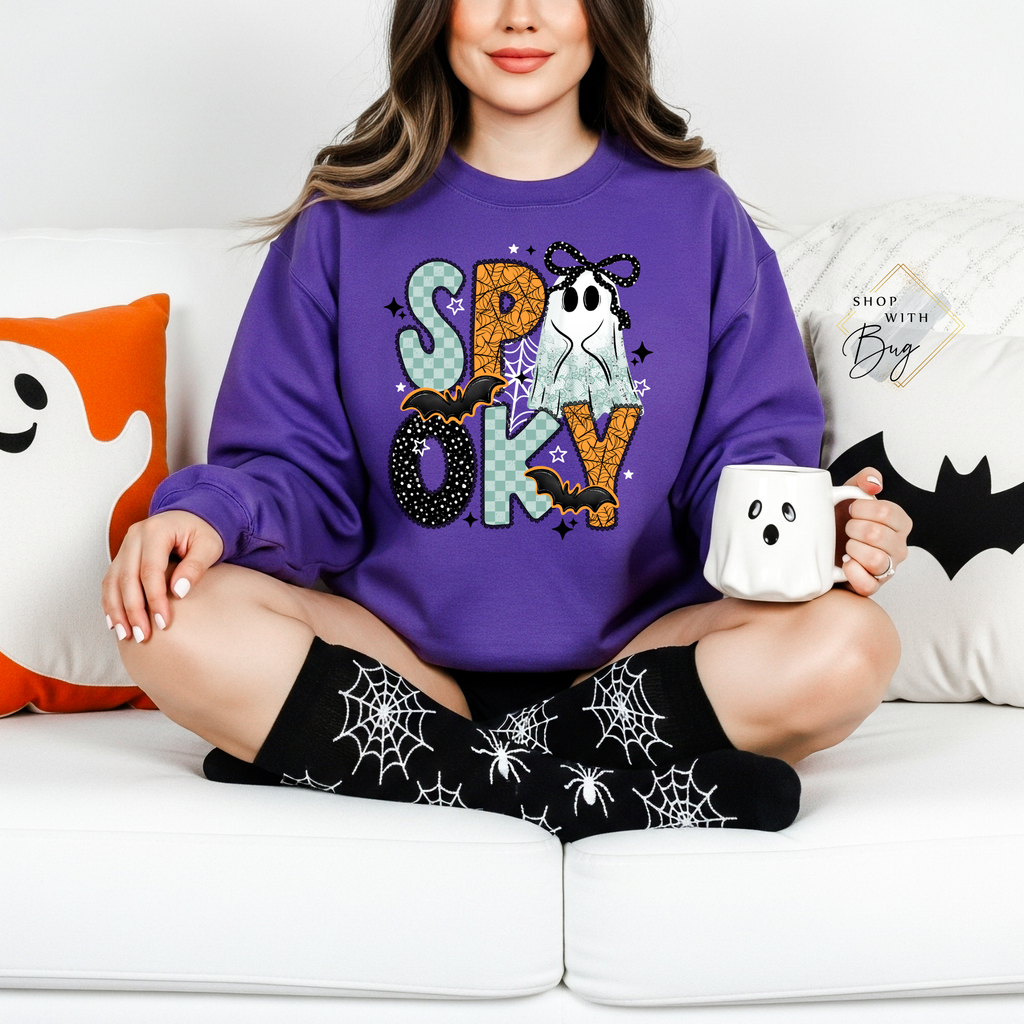 Spooky Sweatshirt, Trendy Halloween Sweater, Spooky Season Sweater, Fall Vibes, Cute Ghost Sweatshirt, Stars Ghost