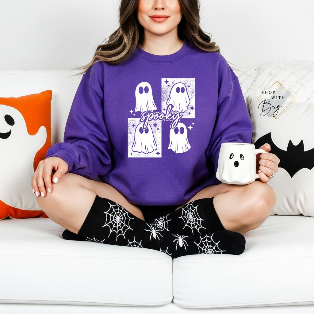 Spooky Sweatshirt, Trendy Halloween Sweater, Spooky Season Sweater, Fall Vibes, Cute Ghost Sweatshirt, Stars Ghost