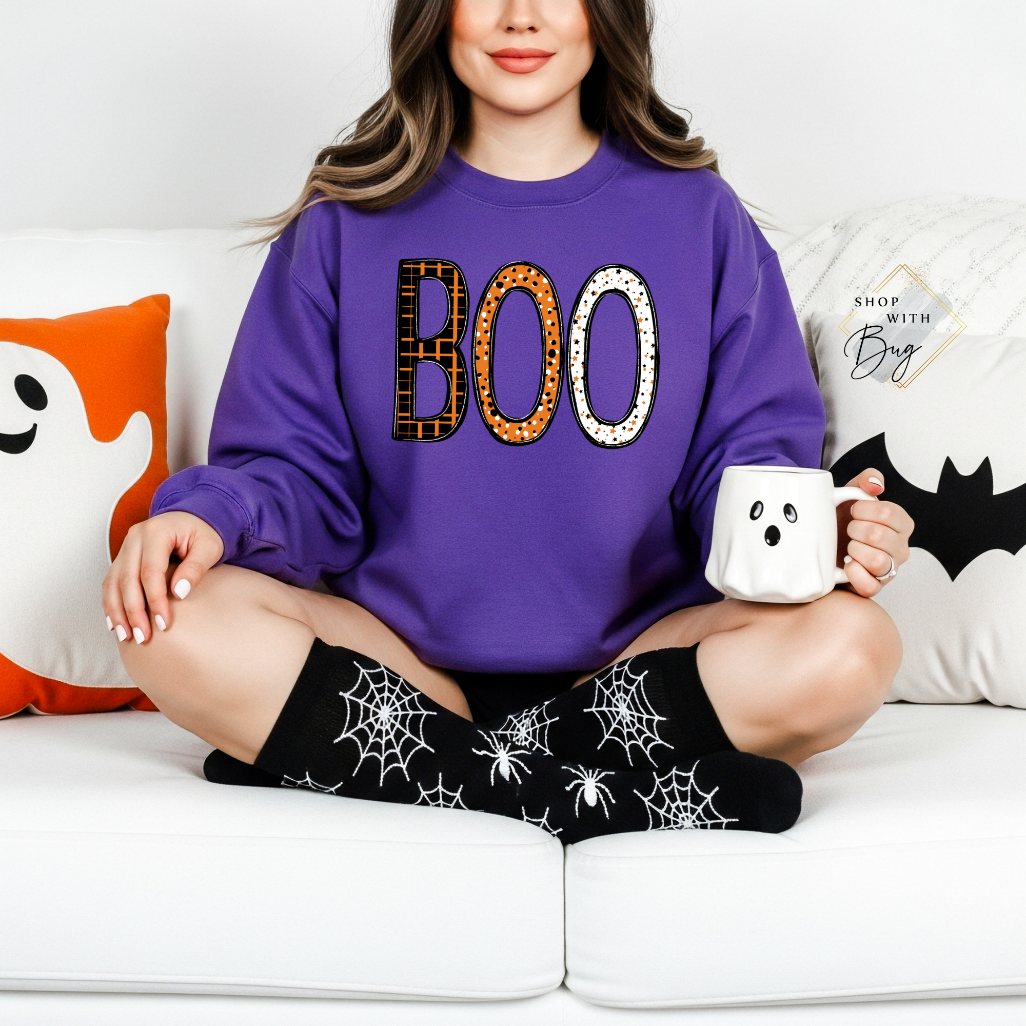 Boo Sweatshirt, Trendy Halloween Sweater, Spooky Season Sweater, Fall Vibes, Cute Ghost Sweatshirt, Stars Ghost