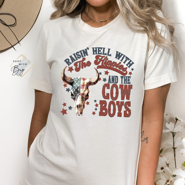 Raisin Hell With The Hippies and Cowboys T-shirt