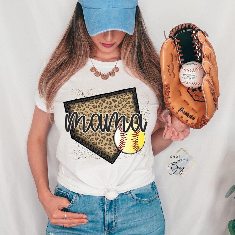 Mama of Both Softball and Baseball Adult Shirt