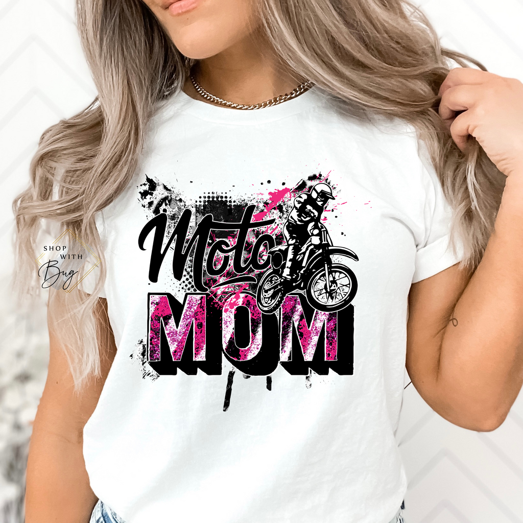 Moto Mom Pink Adult Shirt