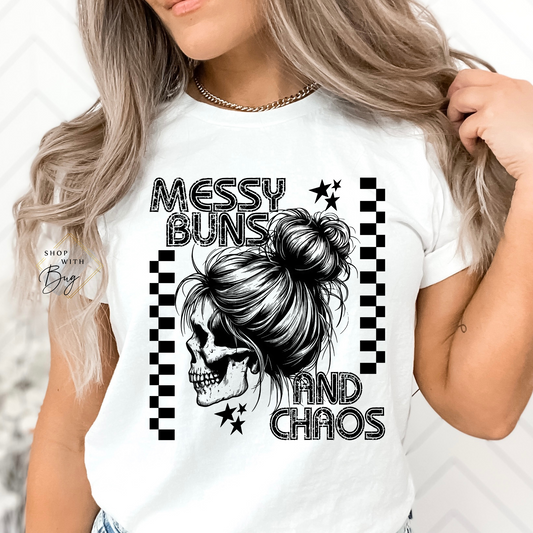 Messy Buns and Chaos Mom Adult Shirt