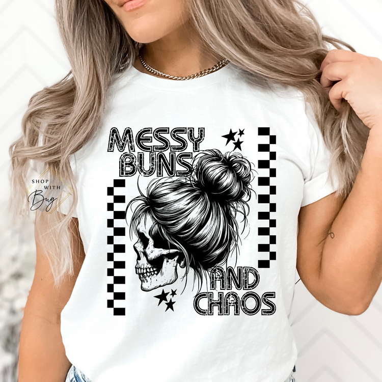 Messy Buns and Chaos Mom Adult Shirt