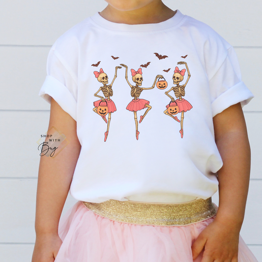 Ballerina Dancing Skulls Kids Shirt
