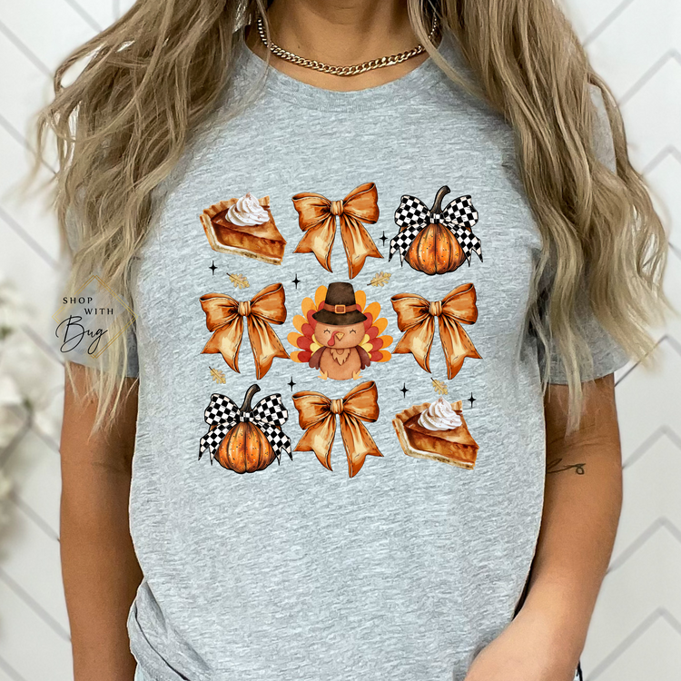 Retro Thanksgiving Checkered Short Sleeve Shirt