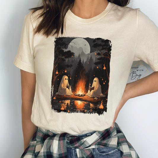 Fire Camp Fire Ghosts Adult Short Sleeve Shirt